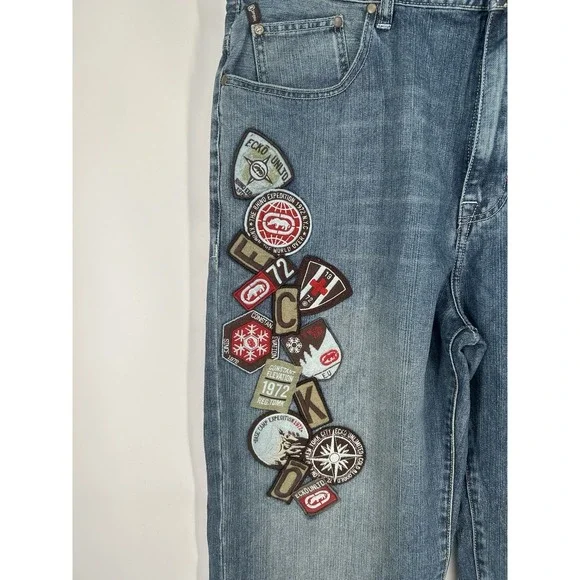 Ecko Unltd Vintage Y2K Embroidered Baggy Fit Jeans Grunge Graphic Size 40x32